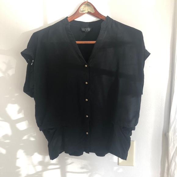 Topshop Tops - 100% Silk Cap-sleeve Black TOPSHOP Top sz 8